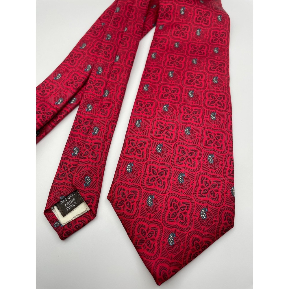 Givenchy Monsieur Mens Red Geometric Medallion Paisley Silk Tie Made in Italy